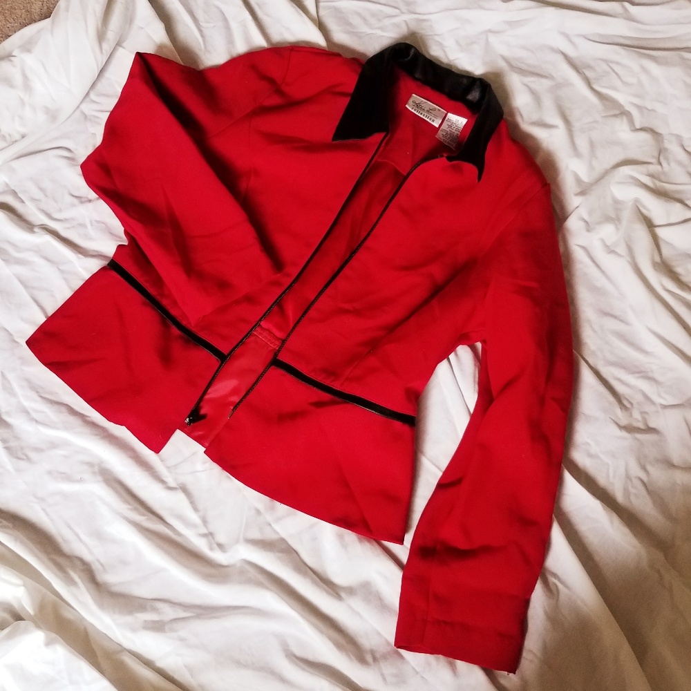 "The Nanny" style 90s red peplum jacket